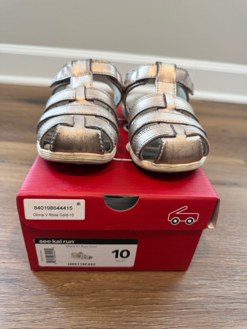See Kai Run Metallic Rose Gold Gloria V Sandals, Toddler 10